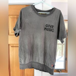 Rare Aviator Nation Short Sleeve Sweatshirt Give Music Large Grey